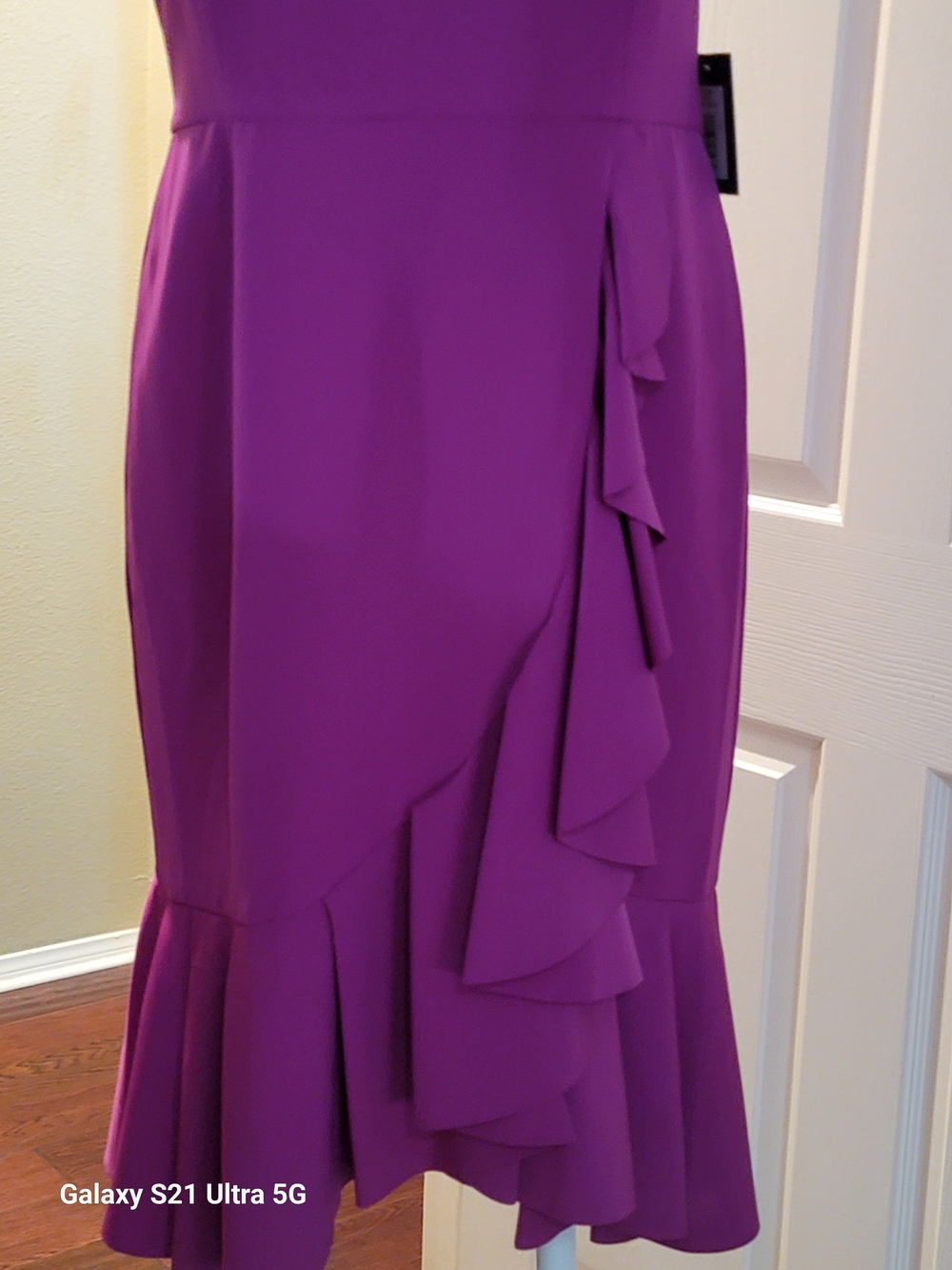 MARINA Purple Ruffle Midi Dress